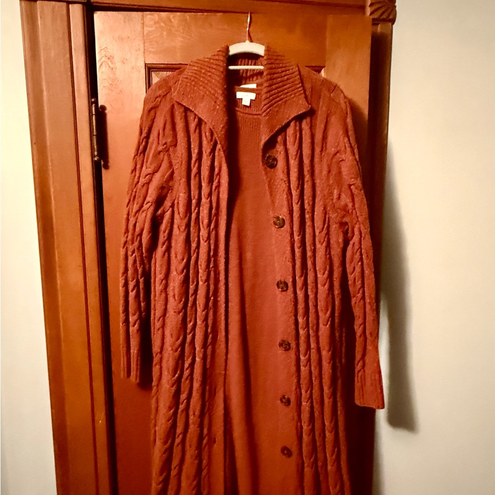 J. Jill Rust Long Sleeve Dress and Cardigan Set - Picture 6 of 8